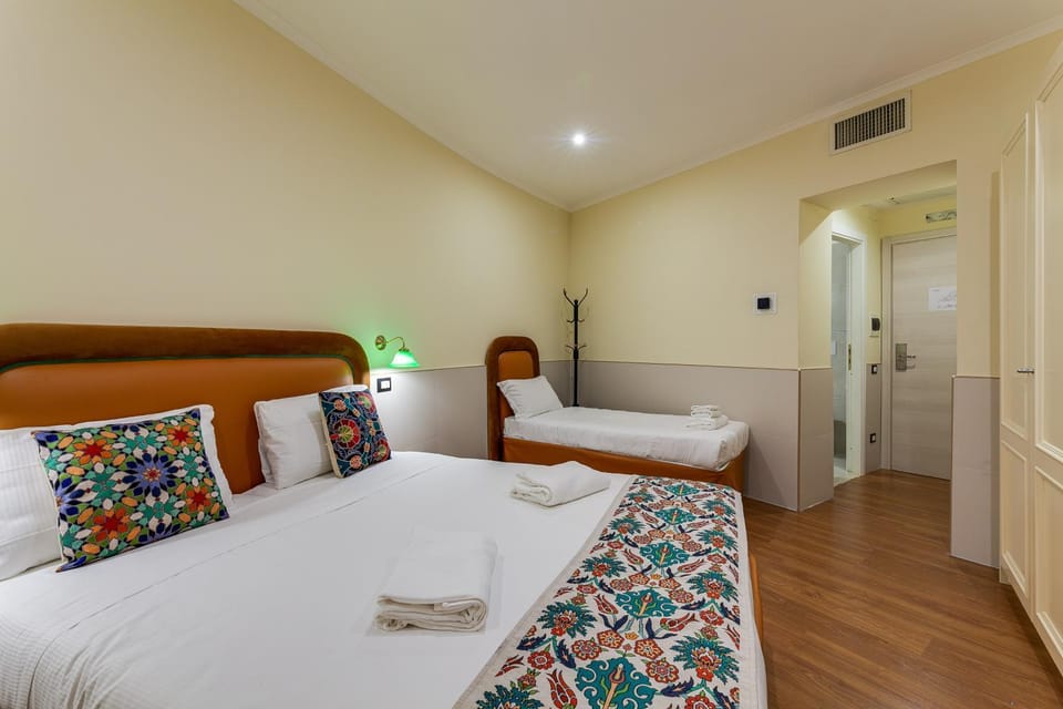 Bed, Photo of the whole room, Bedroom, towels, wardrobe, air conditioner