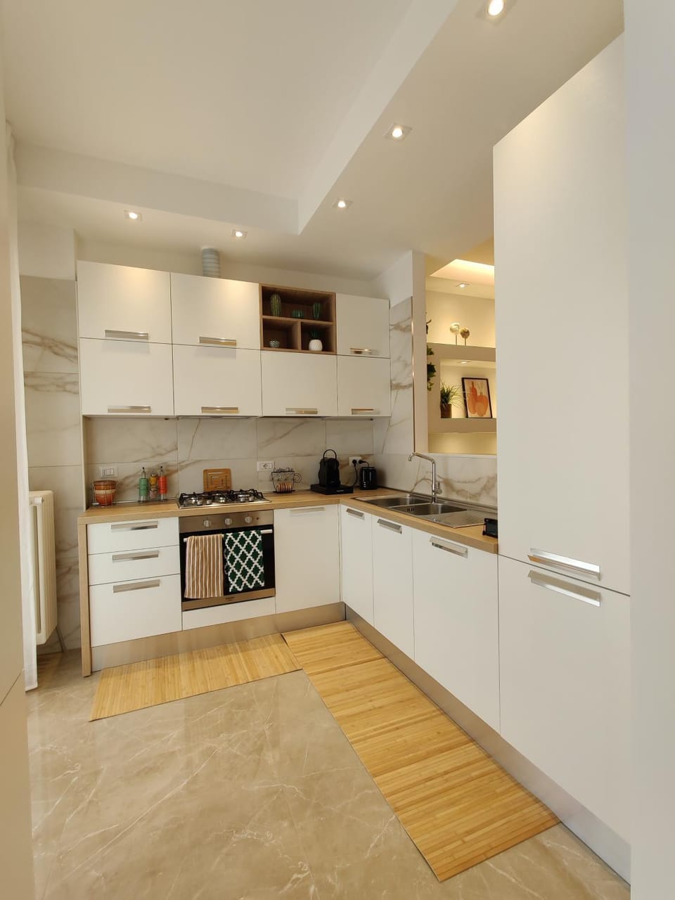 Kitchen or kitchenette, oven, stove