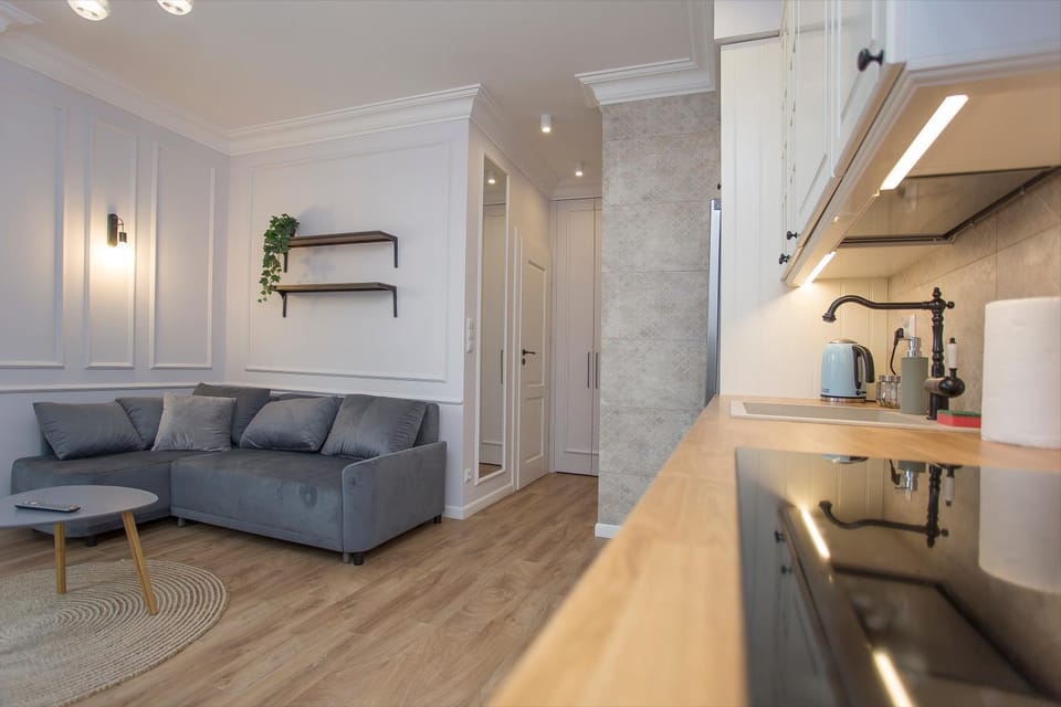 Kitchen or kitchenette, Living room, Seating area, Dining area