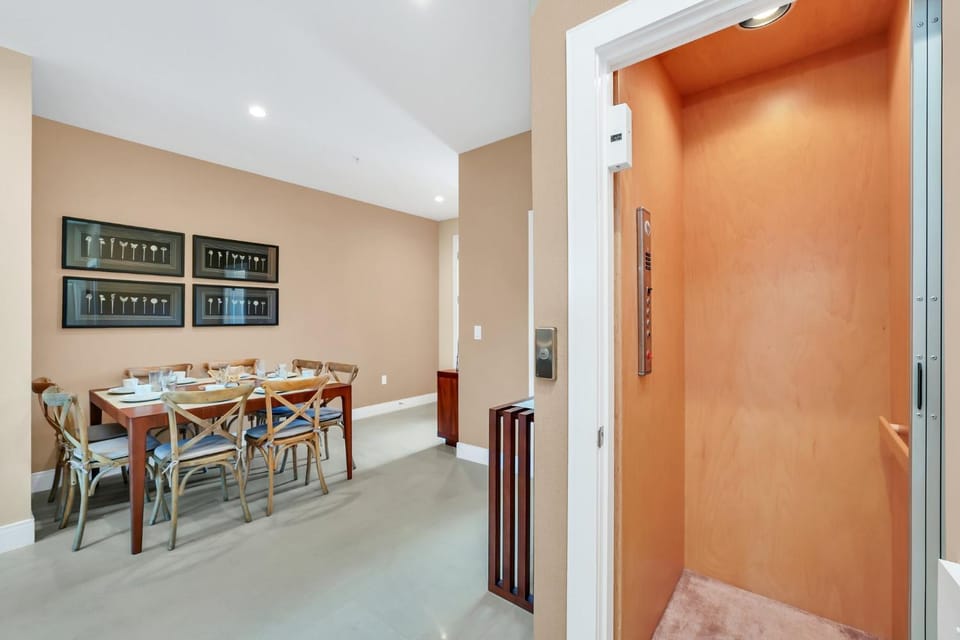Dining area, elevator