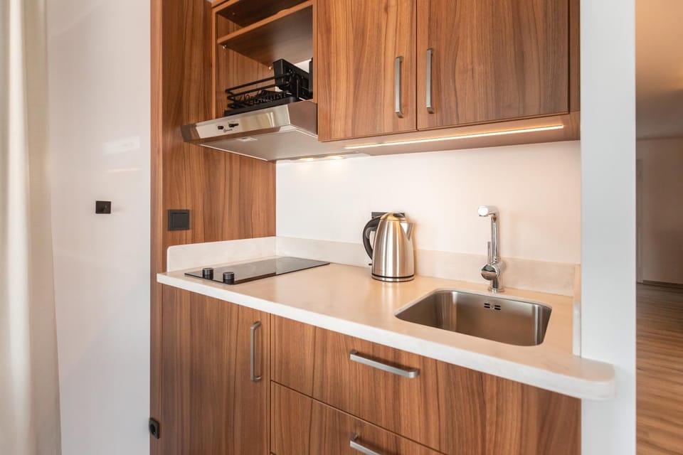 Kitchen or kitchenette, stove, kitchen