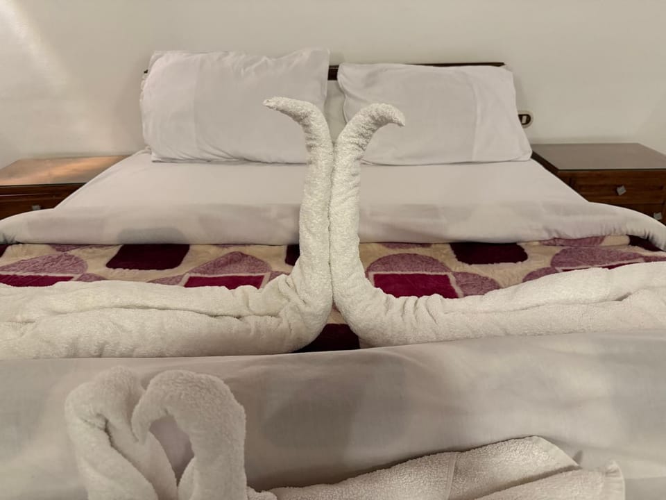 Bed, Photo of the whole room, Bedroom, towels