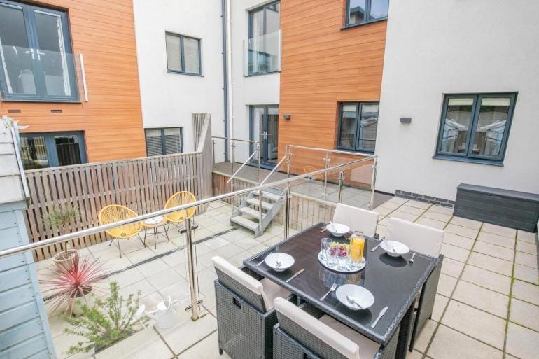 Property building, Patio, Seating area, Dining area