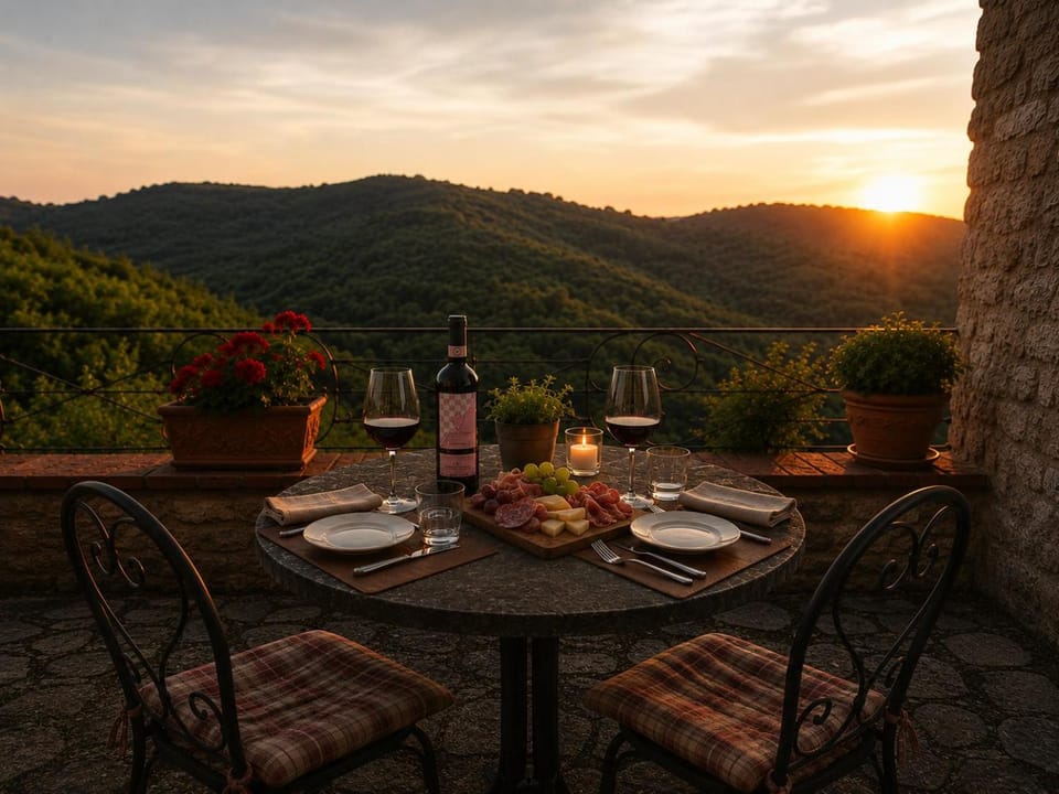 Natural landscape, Food, Mountain view, Sunset