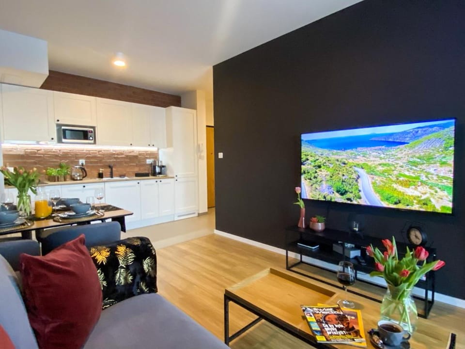 TV and multimedia, Coffee/tea facilities, Kitchen or kitchenette, Living room, Decorative detail, Seating area, Dining area, Area and facilities, hair dresser, locker