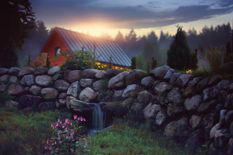 Natural landscape, Garden, Garden view, Sunset