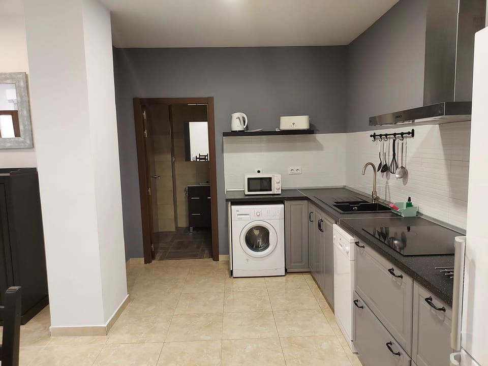 Kitchen or kitchenette, dishwasher, washing machine