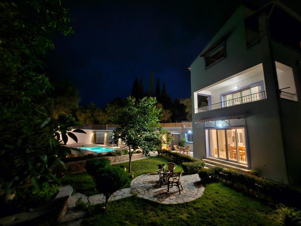 Property building, Night, Garden, Garden view, Pool view