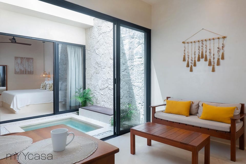 Bed, Living room, Photo of the whole room, Seating area, Bedroom, Pool view, Swimming pool