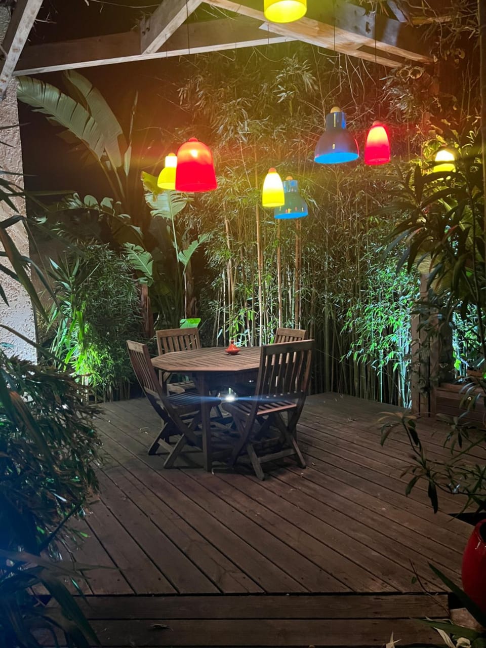 Patio, Night, Garden, Dining area, Garden view