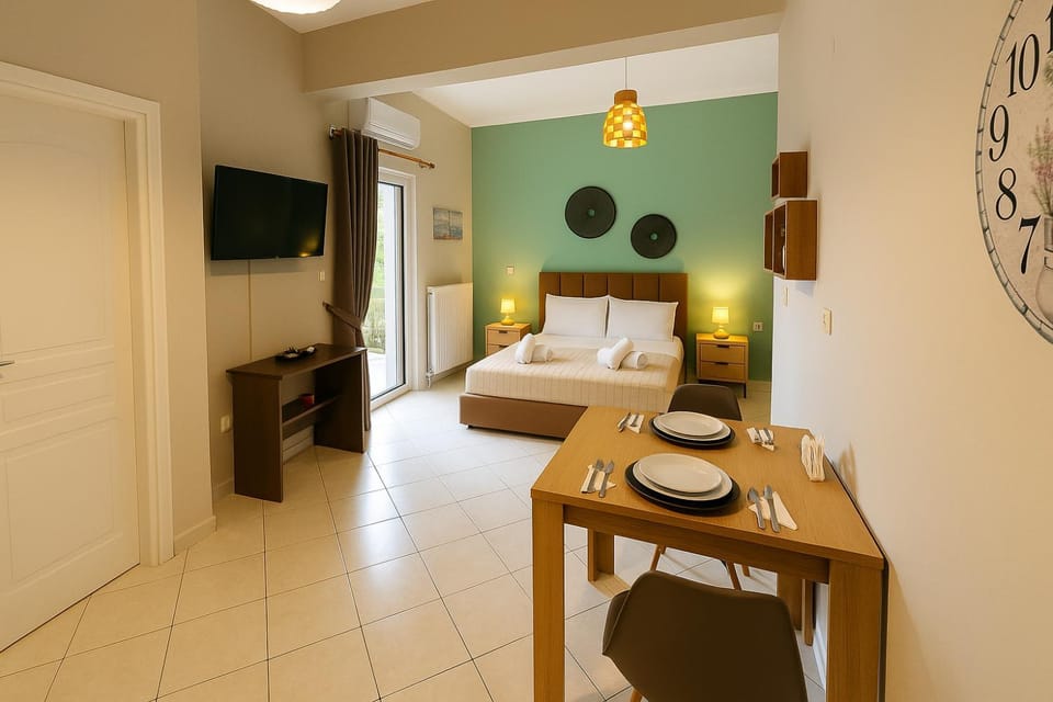 Bed, TV and multimedia, Photo of the whole room, Bedroom, towels