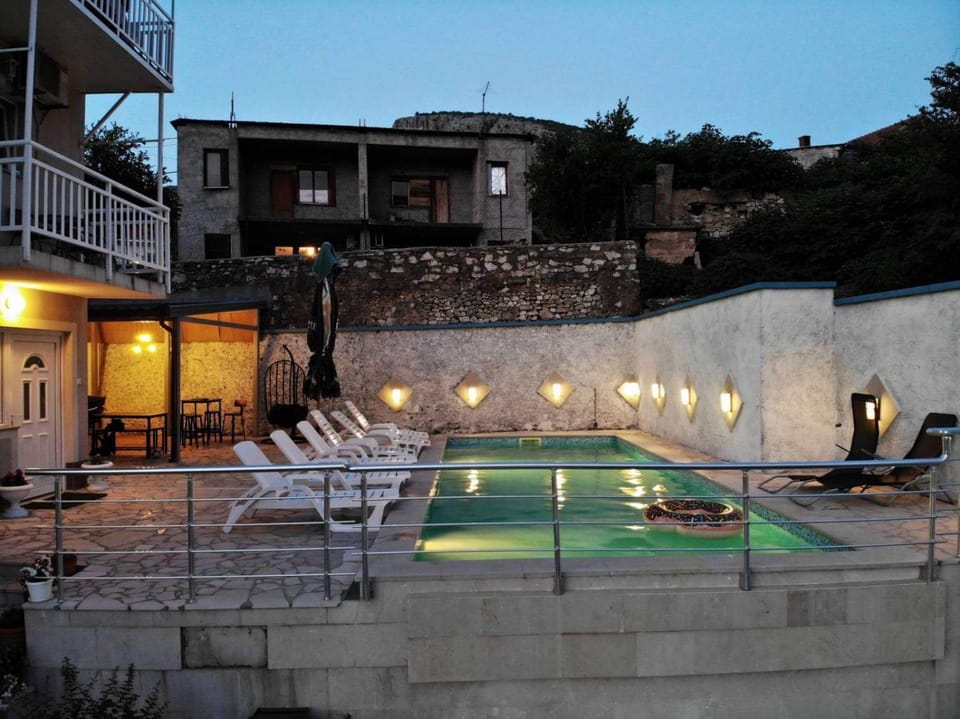 Night, Pool view, Swimming pool