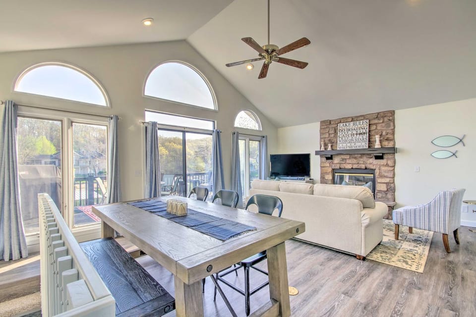 Boat Slip, Fire Pit: Lakefront Sunrise Beach Home! House in Lake of the Ozarks
