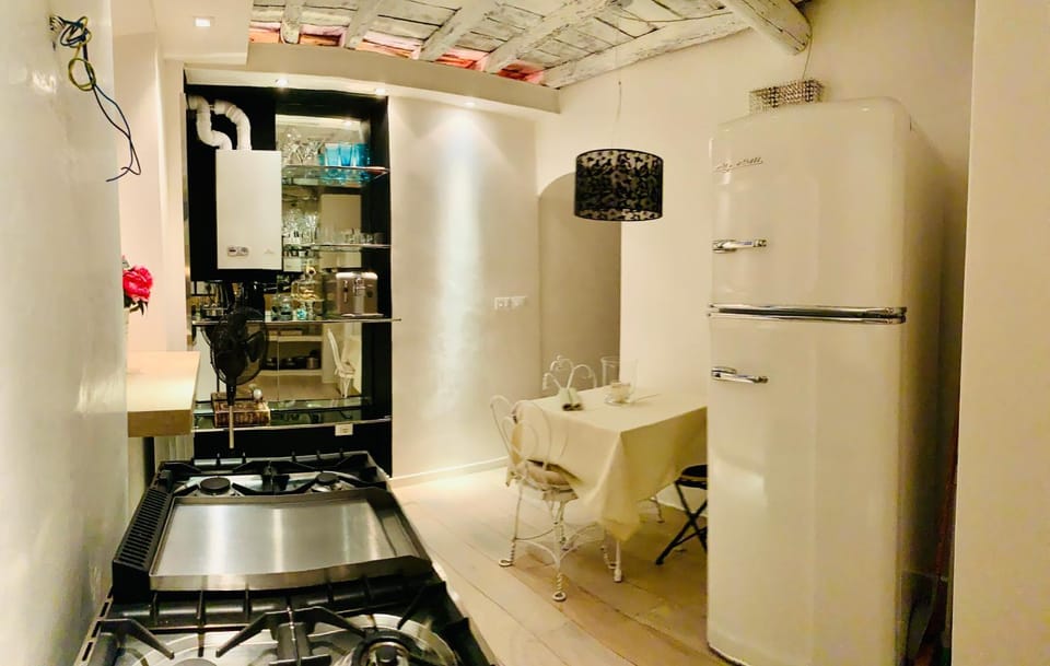 Kitchen or kitchenette, minibar, oven, stove