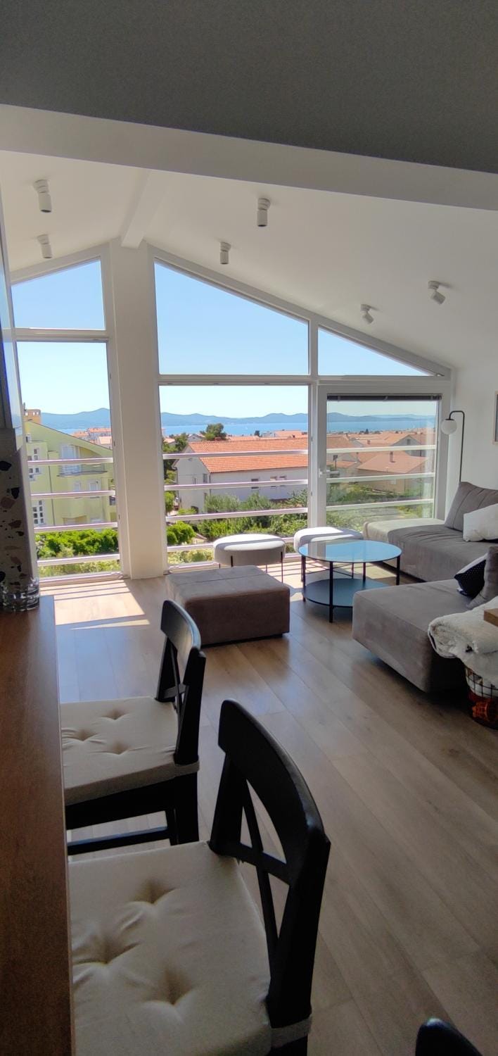 Living room, Seating area, Sea view