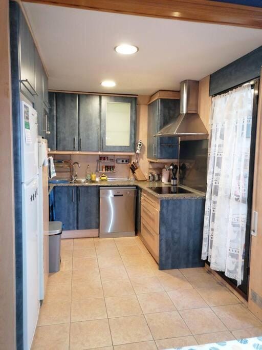 Kitchen or kitchenette, dishwasher, oven, stove