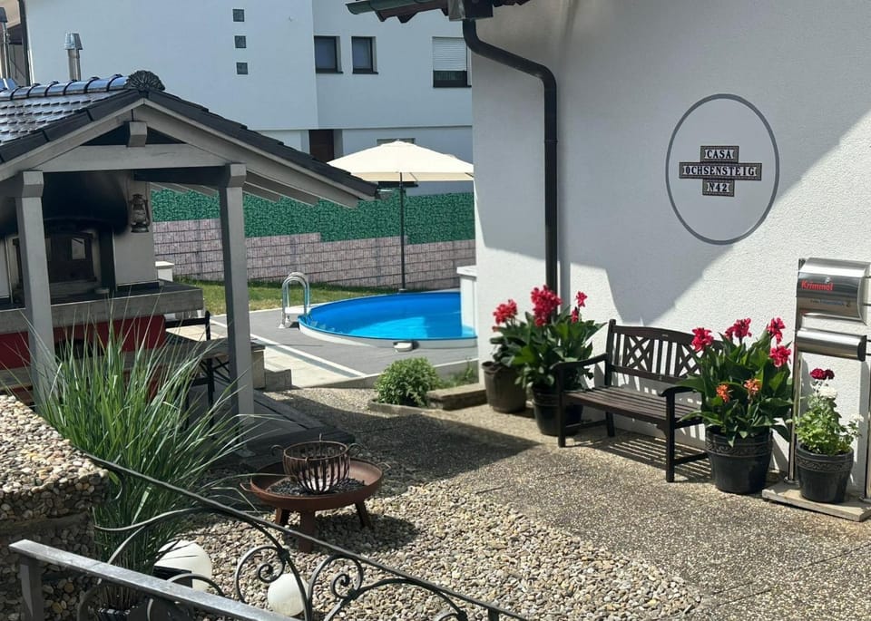 Property building, Living room, Swimming pool