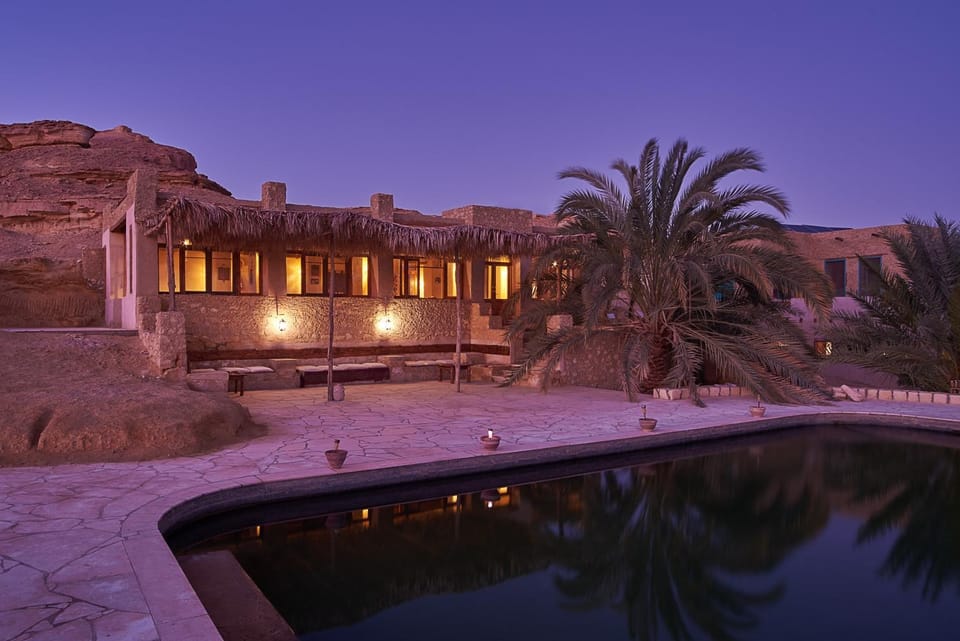 Restaurant/places to eat, Natural landscape, Pool view, Swimming pool, Sunset