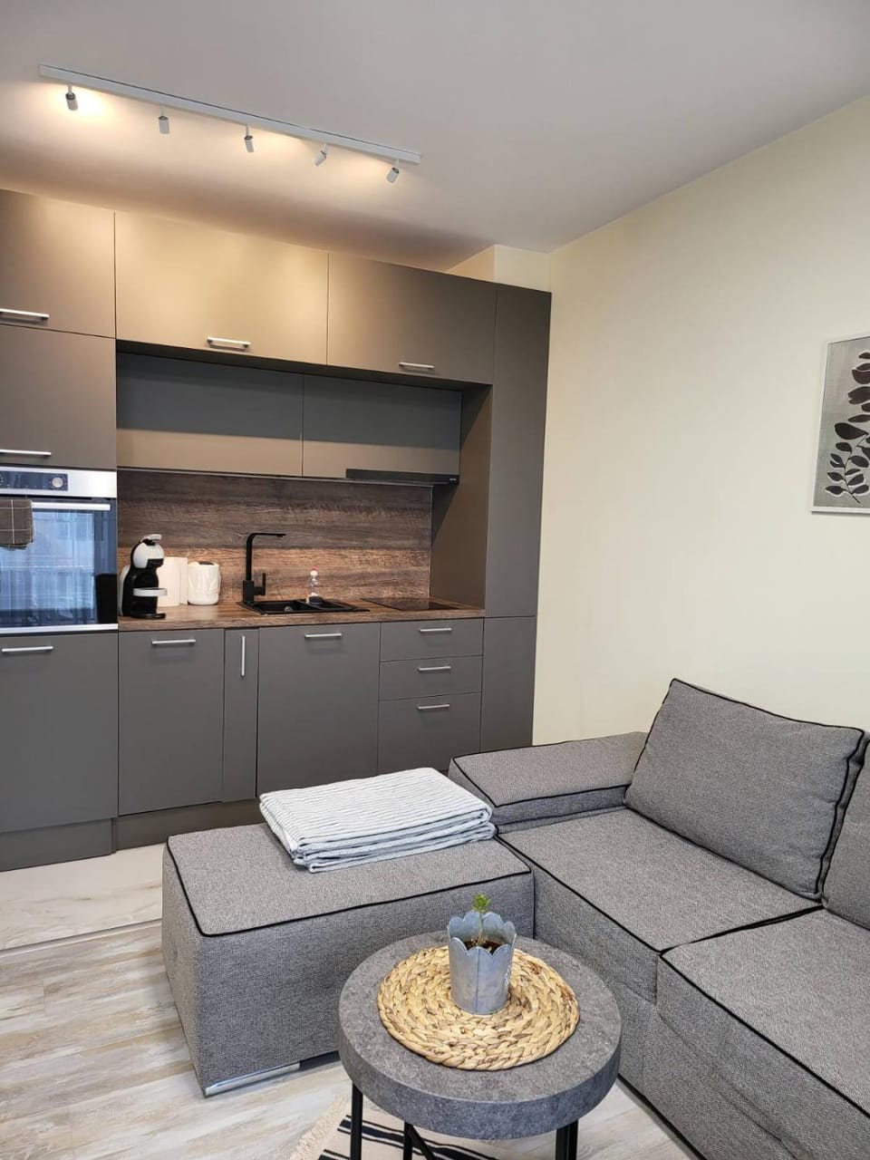 Kitchen or kitchenette, Living room, Seating area