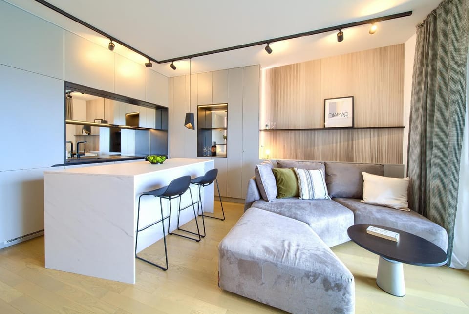 Living room, kitchen