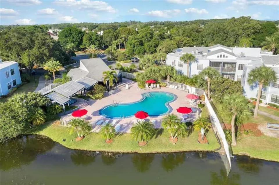 Natural landscape, Bird's eye view, Lake view, Pool view, Swimming pool
