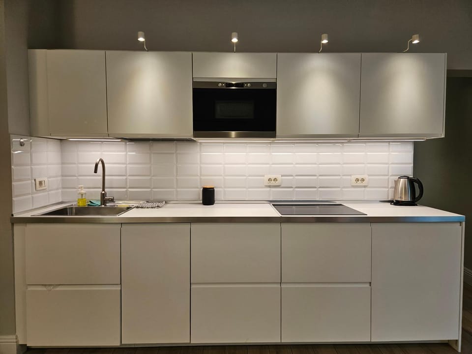 Kitchen or kitchenette, dishwasher, microwave, stove, kitchen