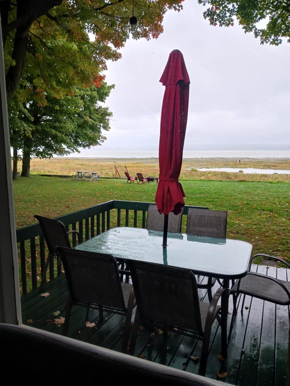 Patio, Natural landscape, River view
