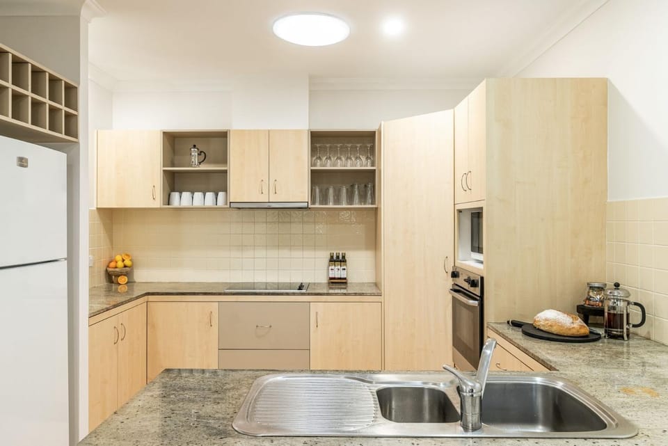 Kitchen or kitchenette, stove