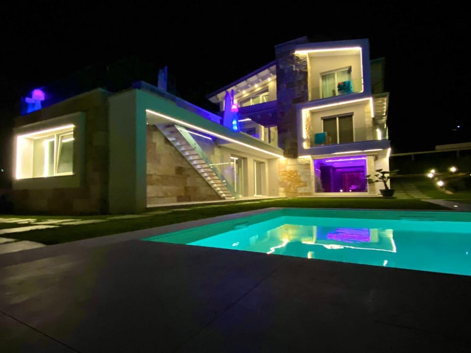 Property building, Night, Pool view, Swimming pool