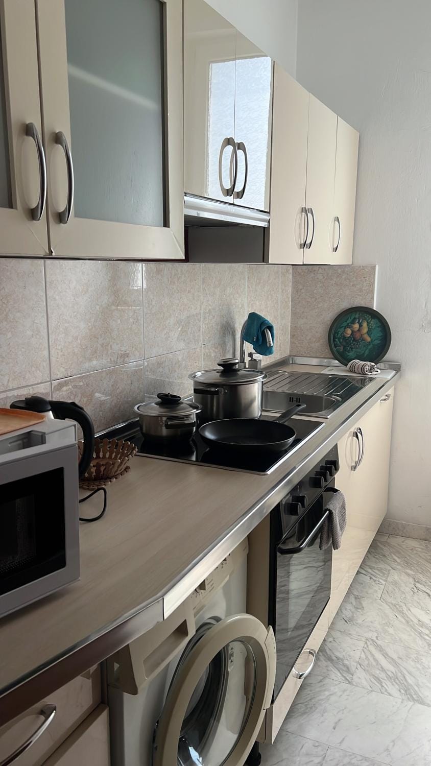 Kitchen or kitchenette, dishwasher, minibar, stove, toaster, washing machine