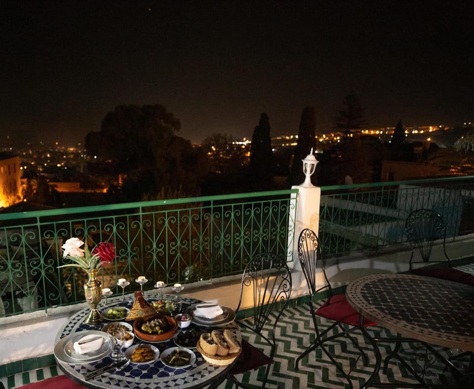 Patio, Night, View (from property/room), Food and drinks, Dining area, Food, City view, Internal: Not applicable to any particular room