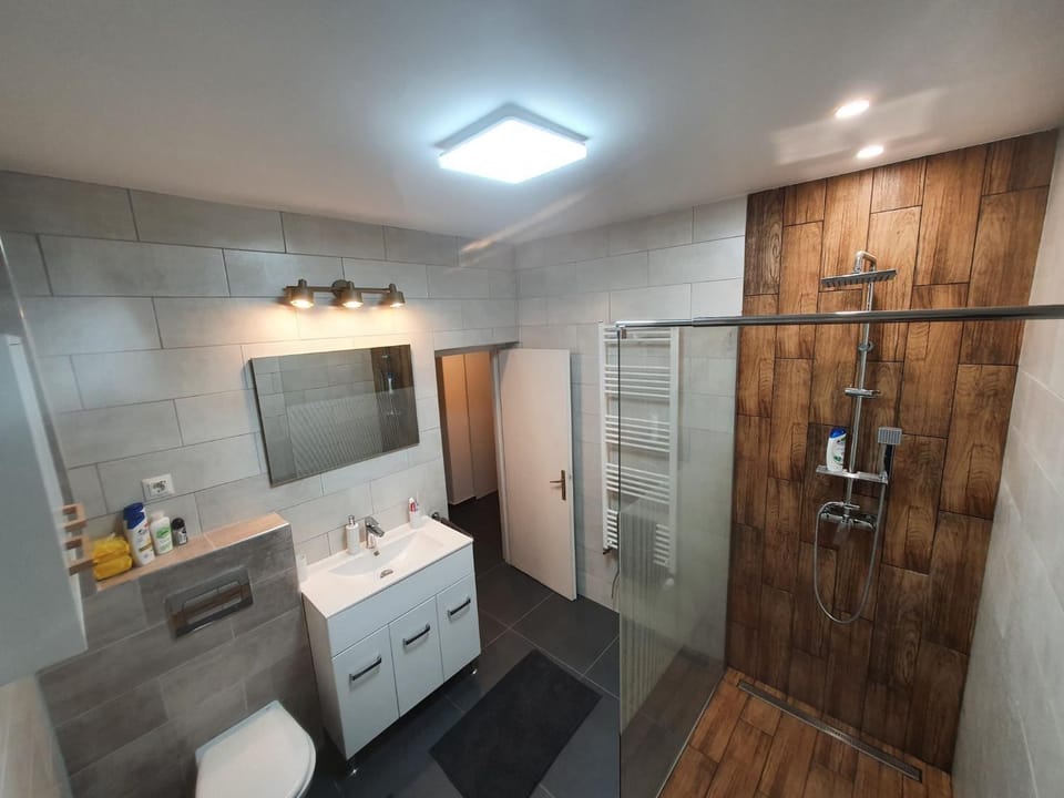 Shower, Property building, Bathroom, Photo of the whole room, towels