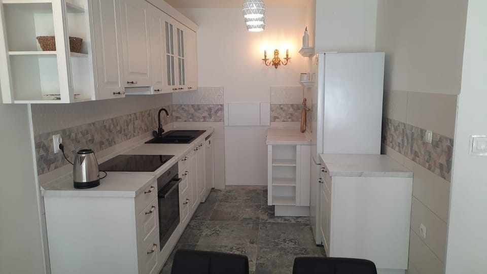 Kitchen or kitchenette, dishwasher, stove