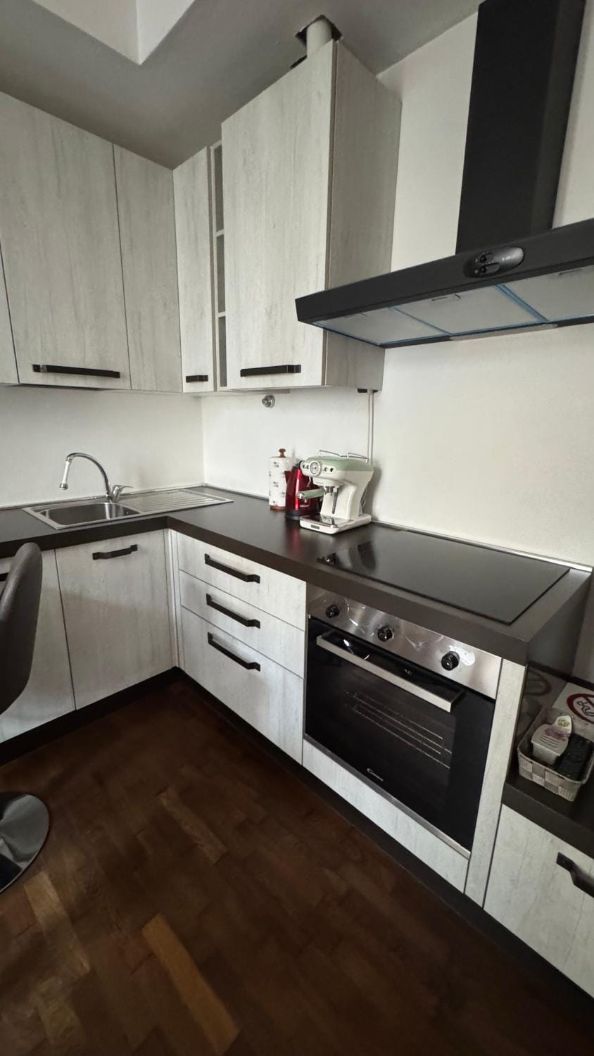 Kitchen or kitchenette, stove