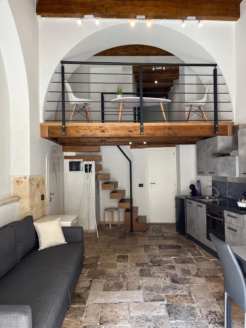 Kitchen or kitchenette, Living room, Dining area, stove