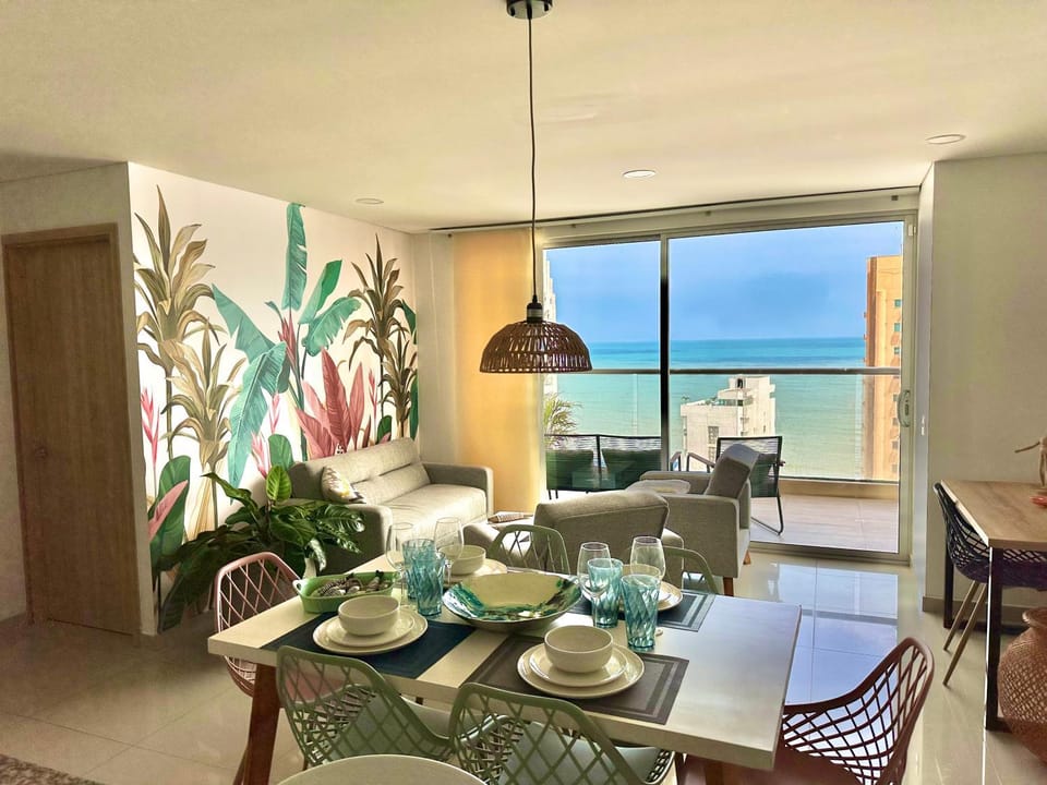 View (from property/room), Balcony/Terrace, Living room, Seating area, Dining area, Sea view