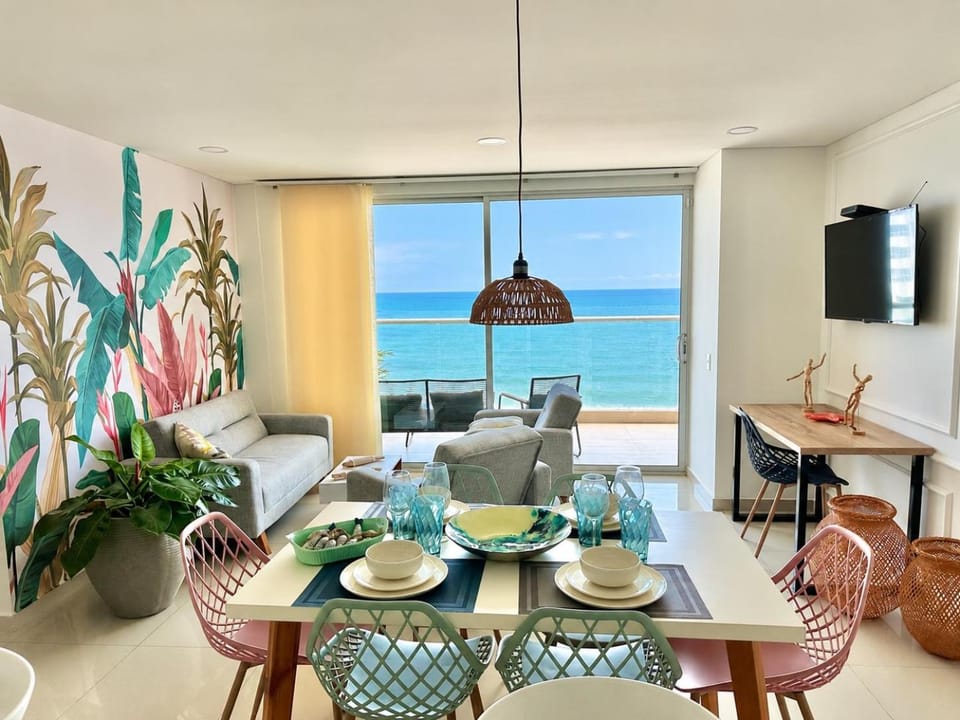 Living room, Seating area, Dining area, Sea view