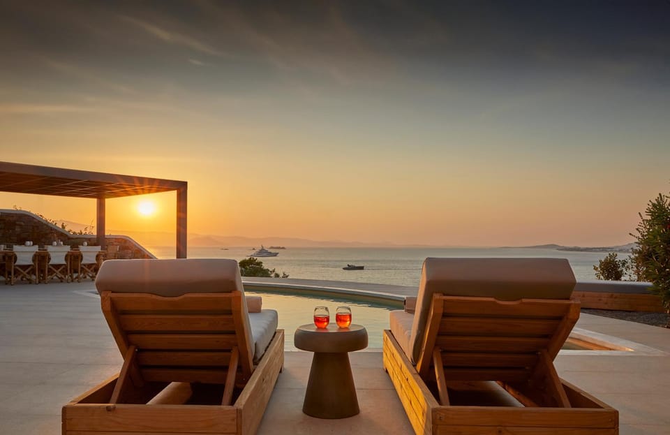 View (from property/room), Pool view, Sea view, Swimming pool, Sunset, sunbed