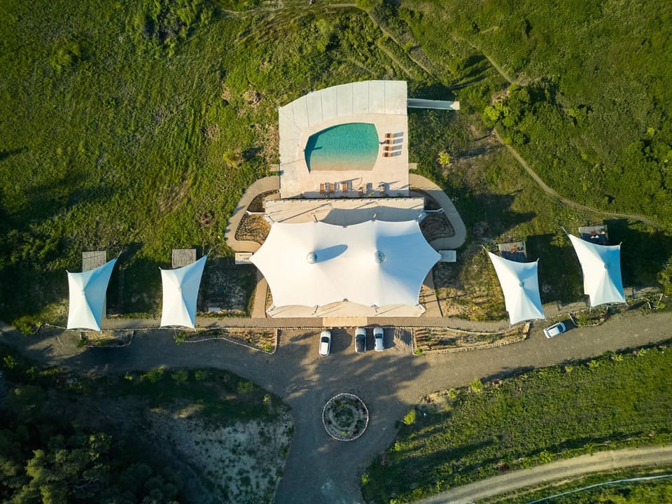 Natural landscape, Bird's eye view, Pool view, Swimming pool
