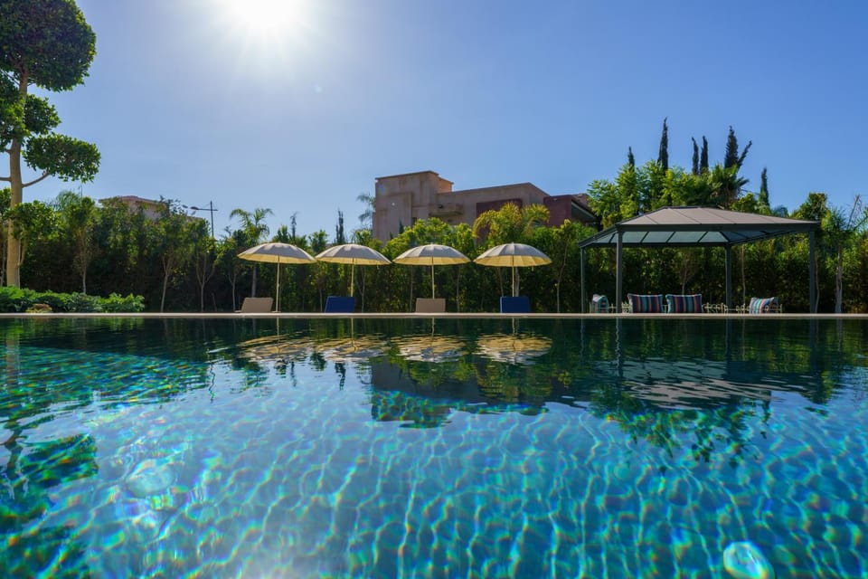 Day, Natural landscape, Garden, Garden view, Pool view, Swimming pool, sunbed