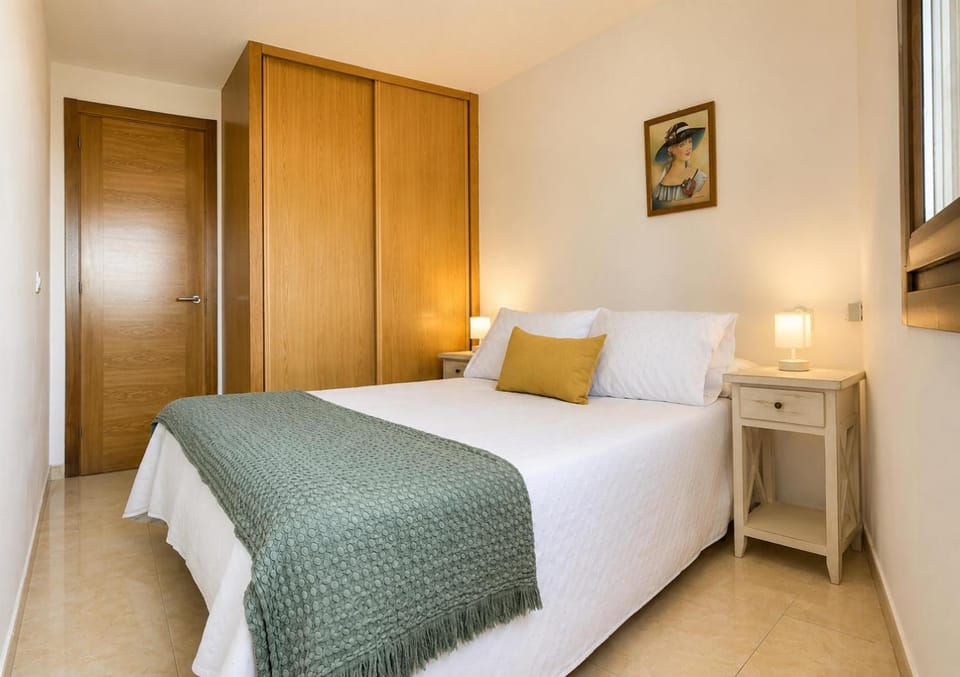 Bed, wardrobe