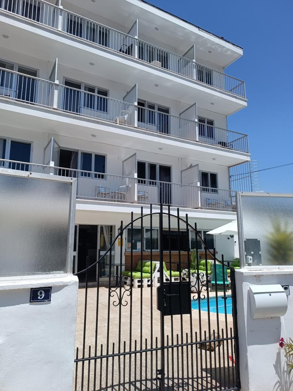 Property building, Patio, Day, View (from property/room), Balcony/Terrace, Pool view, Swimming pool