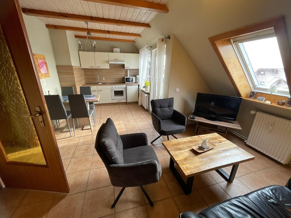 Living room, kitchen