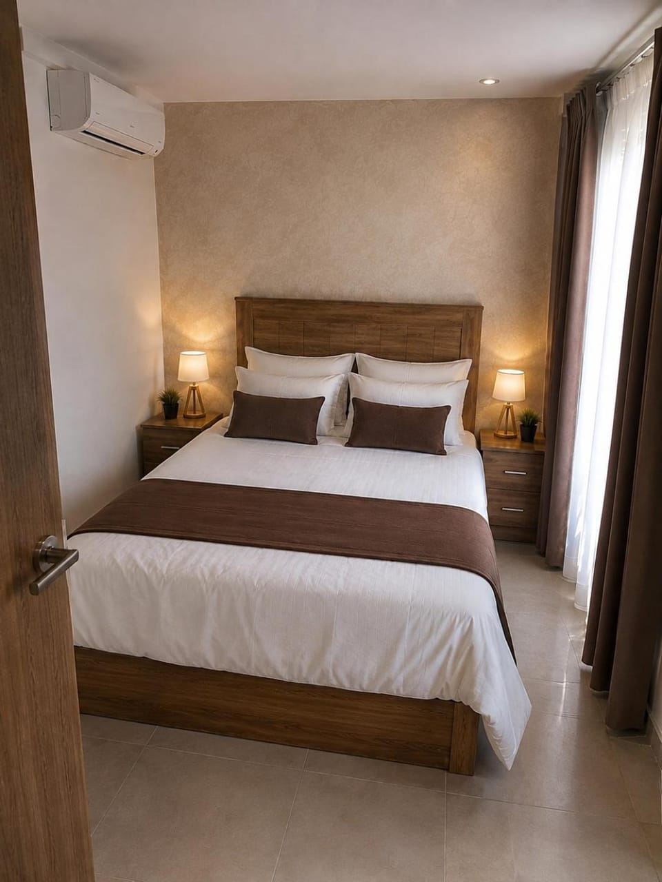Bed, Photo of the whole room, Bedroom, air conditioner