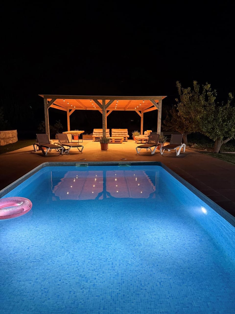 Night, Pool view, Swimming pool
