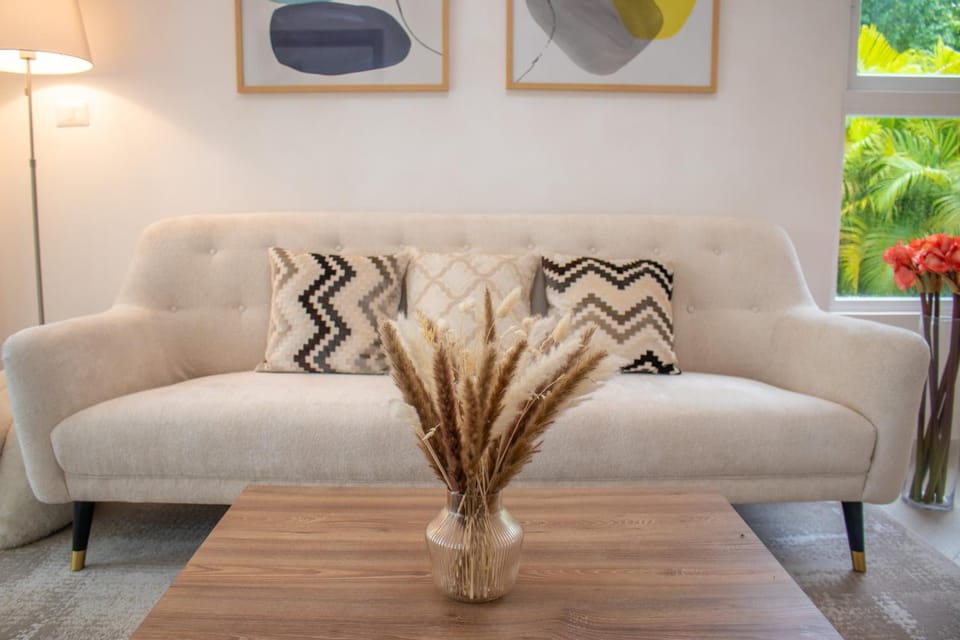 Living room, Seating area, Garden view
