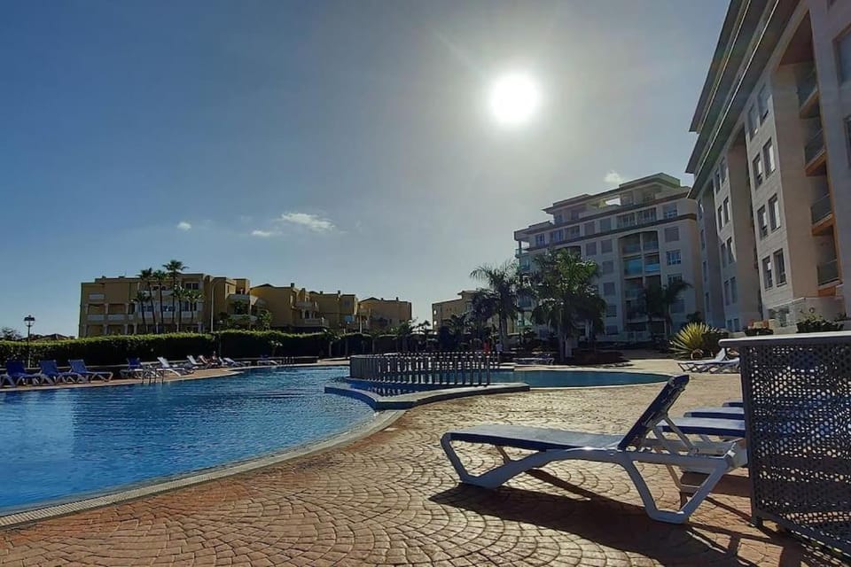Property building, Swimming pool, Sunset