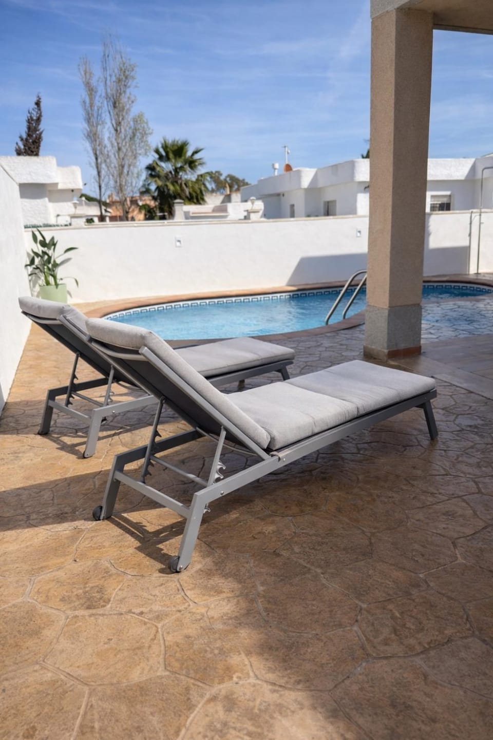 Patio, Pool view, sunbed