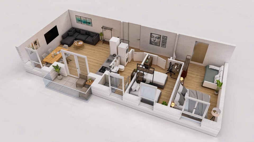 Communal lounge/ TV room, Bed, Living room, Photo of the whole room, Decorative detail, Seating area, Floor plan, Bedroom