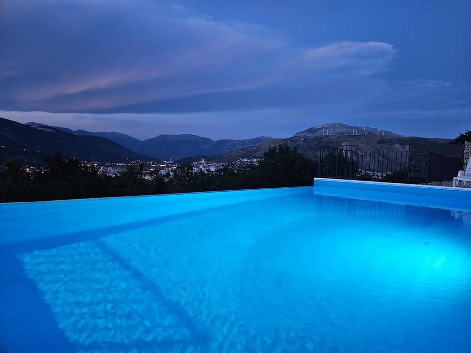 Night, Natural landscape, Mountain view, Pool view, Swimming pool
